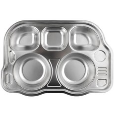 kitchen U 巴士不鏽鋼5格餐盤, 銀色, 單品, 1個