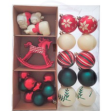 Marsh Marigold 聖誕樹裝飾套組, 小巧多合一紅綠色, 6cm, 23個