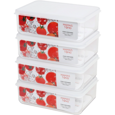 Mamas Tong 透明方形冰箱整理收納容器組, 4入, 1套