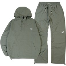 모즈모즈 소프트 메쉬 아노락 바람막이 스트링 와이드팬츠 상하의 세트