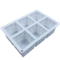 Da Ppuda方形方塊手作蠟燭肥皂6格矽膠模具, 白色