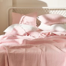 薇薇安 天絲莫代爾條紋絎縫床罩, 粉色