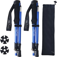 DIYOU 戶外登山杖 2入 + 專用網袋 2入 組, 藍色, 1套