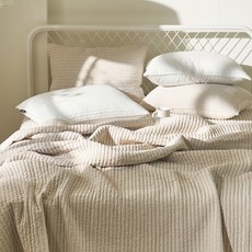 비비안 텐셀모달 줄누비 스프레드 + 베개커버 세트, 베이지