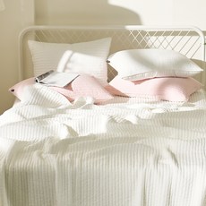 薇薇安 天絲莫代爾條紋絎縫床罩, 白色