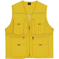 多口袋大網眼黃色背心 UN-B01, 黃色, 1件