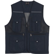 多口袋大網眼黑色背心 UN-B01, 黑色, 1件