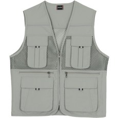 多口袋大網眼灰色背心 UN-B01, 灰色, 1件