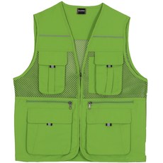 多口袋大網眼嫩綠色背心 UN-B01, 嫩綠色, 1個