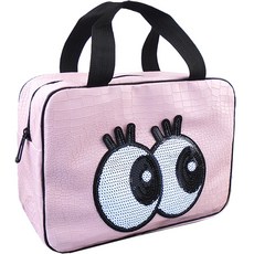 Beaurator.com 大眼睛保溫保冷便當袋 淺粉色, 1個
