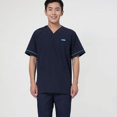 世京 彈性 拼色海軍藍 250 手術服 醫院服 護士制服 上下套裝