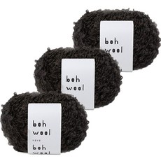 yarna 보울보울 몽글몽글한 링구사 곱슬인형머리 뜨개실 50g, 814 블랙, 3개