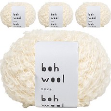 Yarna 蓬鬆圈圈紗線 50g, 4捆, 801 象牙白