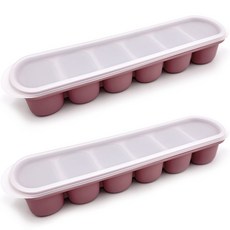 Jijada.com矽膠副食品冰塊模具 多功能 一字型 6格 冰塊盒組, 深粉色, 2組