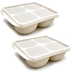 矽膠副食品製冰盒 4格冰塊模具 + 蓋子套組, 2套, 純白色