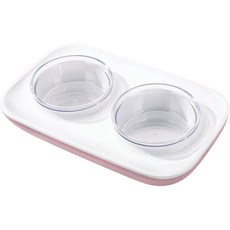 파스텔펫 반려동물 흘림방지 경사 더블 식기, 핑크, 1개