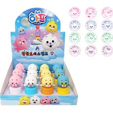 海豹與朋友們 稱讚玩具印章 4款 x 3p 組, 粉紅色, 藍色, 綠色, 紫色, 1套