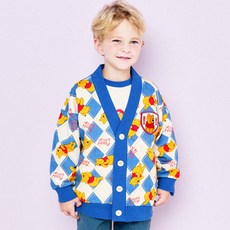 HEJMINI 童款迪士尼小熊維尼菱格紋針織外套