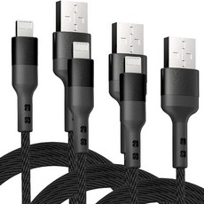 GOOSPERY iPhone 相容 Lightning 高速充電線, 黑色, 1m, 3個