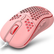 지클릭커 슈퍼히어로 에어 초경량 무소음 게이밍 유선 마우스, CT190, 핑크