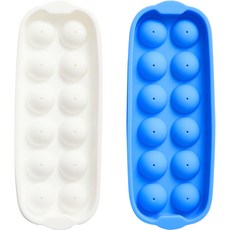 SiliPot 12格冰球模具兩件組, 白色, 海洋藍