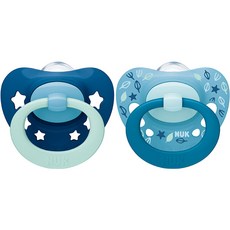 NUK Signature安撫奶嘴2件組, 6~18個月 (S2), 藍色, 1套