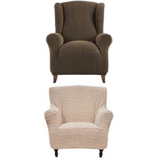 sofaskins Glamour 單人座沙發套 古典棕色 + Valencia 單人座沙發套 淺米色 套組, 古典棕色, 淺米色, 1套