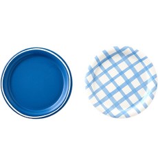 Modern House L Mime圓形前盤 2件組, 2 種陶器, 藍白色, 1組
