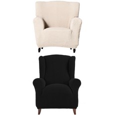 sofaskins Bilbao 1人座沙發套 暖米色 + Glamour 1人座沙發套 黑色 組合, 1套, 暖米色, 黑色