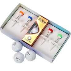 控制高爾夫球梯 4入 + Titleist Pro V1 3顆組, 紅色 + 藍色 + 橘色 + 綠色(高爾夫球梯), 1組