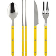 메종오브제 시에르 파르베 1인 식기세트, 옐로우, 디너 스푼 + 젓가락 + 디너 포크 + 디너 나이프, 1세트