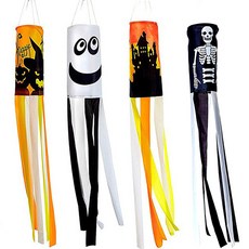 PARTYSHOW 萬聖節裝飾風向旗4件組, 南瓜, 幽靈, 骷髏, 黑色城堡, 1套