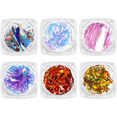 유리 홀로그램필름 네일파츠 6종 세트 KN-A4089, 혼합색상, 1개