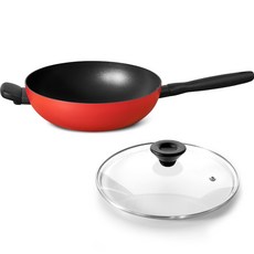 MEYER 美亞 Bauhaus感應爐適用多功能深平底鍋+玻璃鍋蓋組 紅色, 28cm, 1組