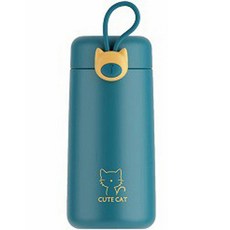 可愛貓咪保溫杯, 藍綠色, 270ml, 1個