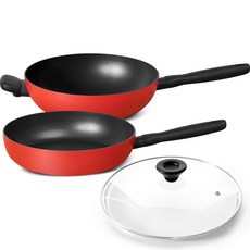 Meyer 美亞 Bauhaus包浩斯系列電磁爐適用 28cm平底鍋 + 28cm多功能鍋 + 玻璃鍋蓋 3件組, 1套