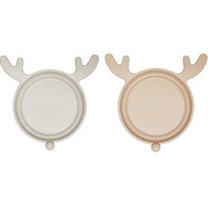 Ahtty home Petit Forest可微波小鹿造型盤2入組, 奶油黃 米白色, 1組