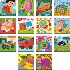 EUNHASOOMEDIA 韓文文字孩童學習拼圖 EM3706 14件組, 1組