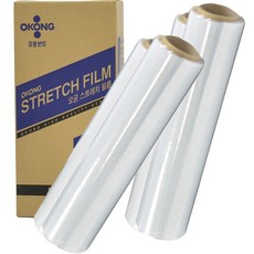 OKONG 拉伸膜 18μm x 500mm x 350m, 4個, 透明