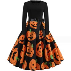 Offri萬聖節南瓜皺褶連身裙 假裝