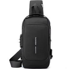 男士 쎈형 clock 單肩斜背包, 黑色