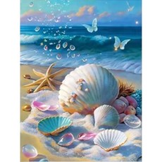 알로데 해변 속 불가사리 그림 보석십자수 DIY키트 30 x 40 cm, NO 05, 1세트