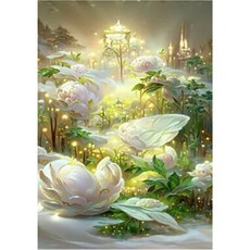 알로데 꿈꾸는 플라워 요정 벽 장식 보석십자수 DIY 키트 세트 라운드 30 x 40 cm, NO 02(랜덤발송), 1세트