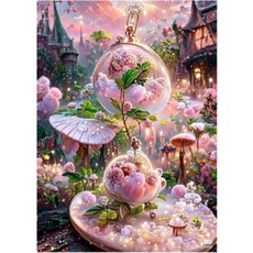 Allode 夢幻花仙子壁飾鑽石畫 DIY材料包套組 圓形 30 x 40 cm, NO 05(隨機出貨), 1套