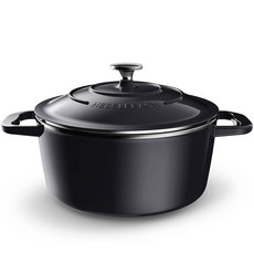 Hesslebach 電磁爐適用不鏽鋼合金附蓋雙耳鑄造鍋, 16cm, 瑪瑙黑(內層奶油白), 1個