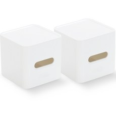 라이크하우스 정사각 파스텔 두루마리 플라스틱 휴지케이스, 화이트, 1개