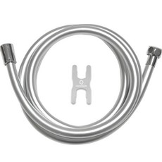 HOMEDAUM 防纏繞軟式蓮蓬頭軟管 + 扳手 + 橡膠墊圈 2入組, 銀色, 1個