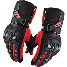 오토바이 카본 프로텍터 방한 장갑 양손세트, 레드