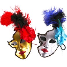 IK 花朵鴕鳥面具2件組, 金色, 銀色, 1套