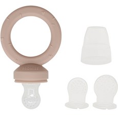 FROMISE 甜甜圈矽膠固齒器水果棒組合, 固齒器 + 環 + 3種水果棒 + 蓋子, 櫻草黃, 1套